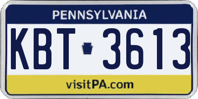 PA license plate KBT3613