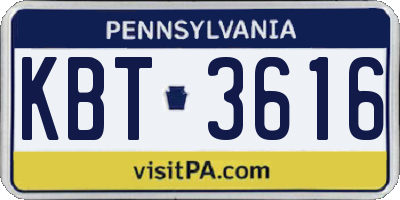PA license plate KBT3616
