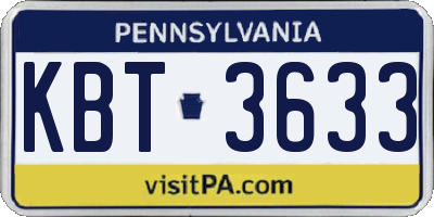 PA license plate KBT3633