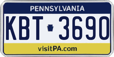 PA license plate KBT3690