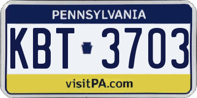 PA license plate KBT3703