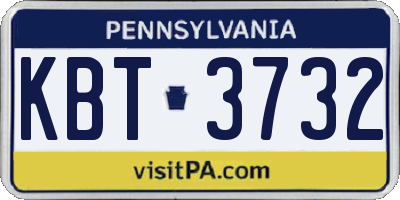 PA license plate KBT3732