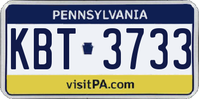 PA license plate KBT3733
