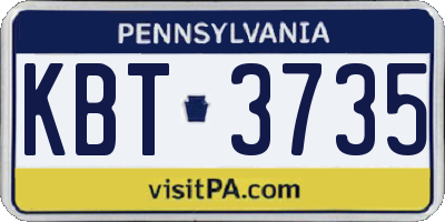 PA license plate KBT3735