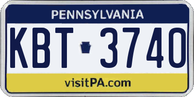 PA license plate KBT3740