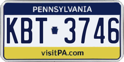 PA license plate KBT3746