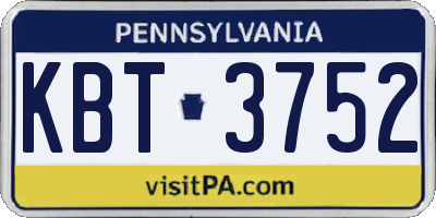 PA license plate KBT3752