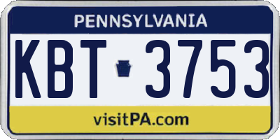 PA license plate KBT3753