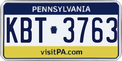 PA license plate KBT3763