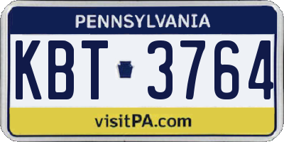 PA license plate KBT3764