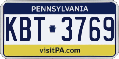PA license plate KBT3769