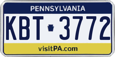 PA license plate KBT3772