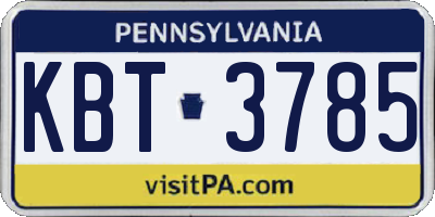 PA license plate KBT3785