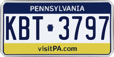 PA license plate KBT3797