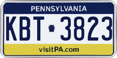 PA license plate KBT3823