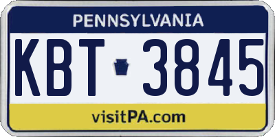 PA license plate KBT3845