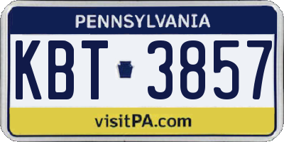 PA license plate KBT3857