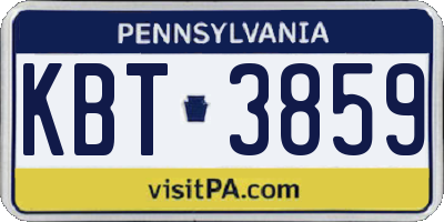 PA license plate KBT3859