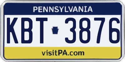 PA license plate KBT3876