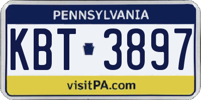 PA license plate KBT3897