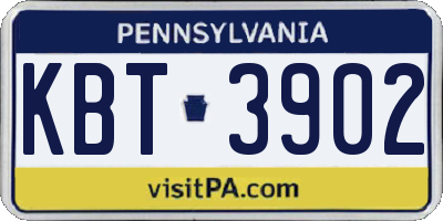 PA license plate KBT3902