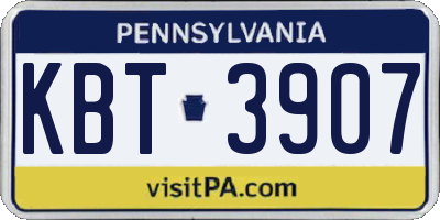PA license plate KBT3907