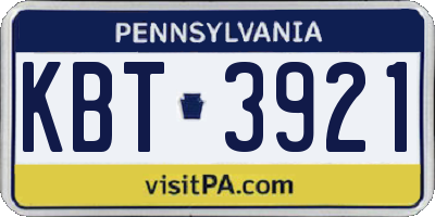 PA license plate KBT3921