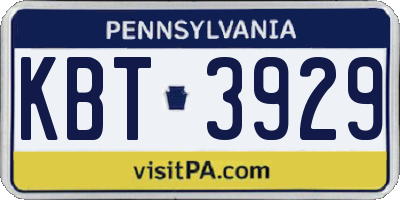 PA license plate KBT3929