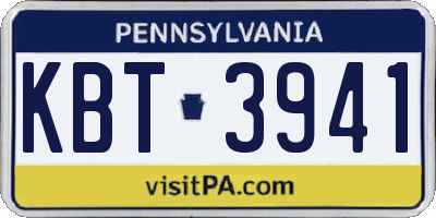 PA license plate KBT3941