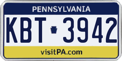 PA license plate KBT3942