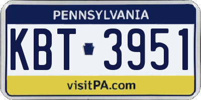 PA license plate KBT3951