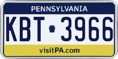 PA license plate KBT3966