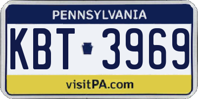 PA license plate KBT3969