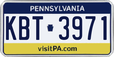 PA license plate KBT3971