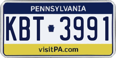 PA license plate KBT3991