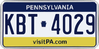 PA license plate KBT4029