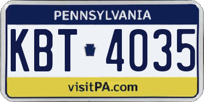 PA license plate KBT4035