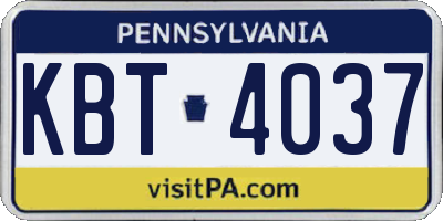 PA license plate KBT4037