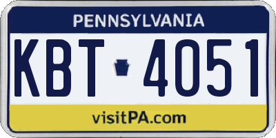PA license plate KBT4051