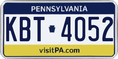 PA license plate KBT4052