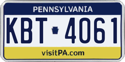 PA license plate KBT4061