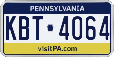 PA license plate KBT4064