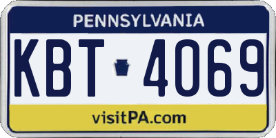 PA license plate KBT4069