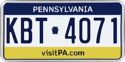PA license plate KBT4071
