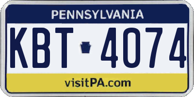 PA license plate KBT4074