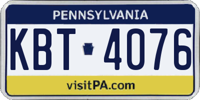 PA license plate KBT4076