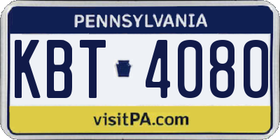 PA license plate KBT4080