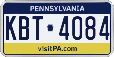 PA license plate KBT4084