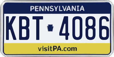 PA license plate KBT4086