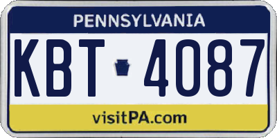 PA license plate KBT4087
